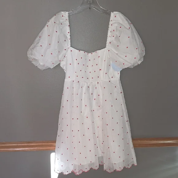 The Hill House Matilda Dress, White Dress with Cherry Red Dots - Picture 6 of 6